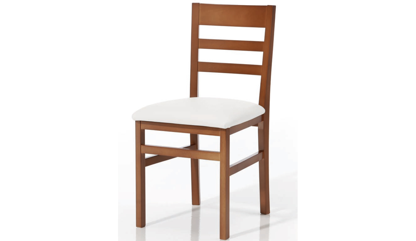Silla tapizada de madera con respaldos abiertos