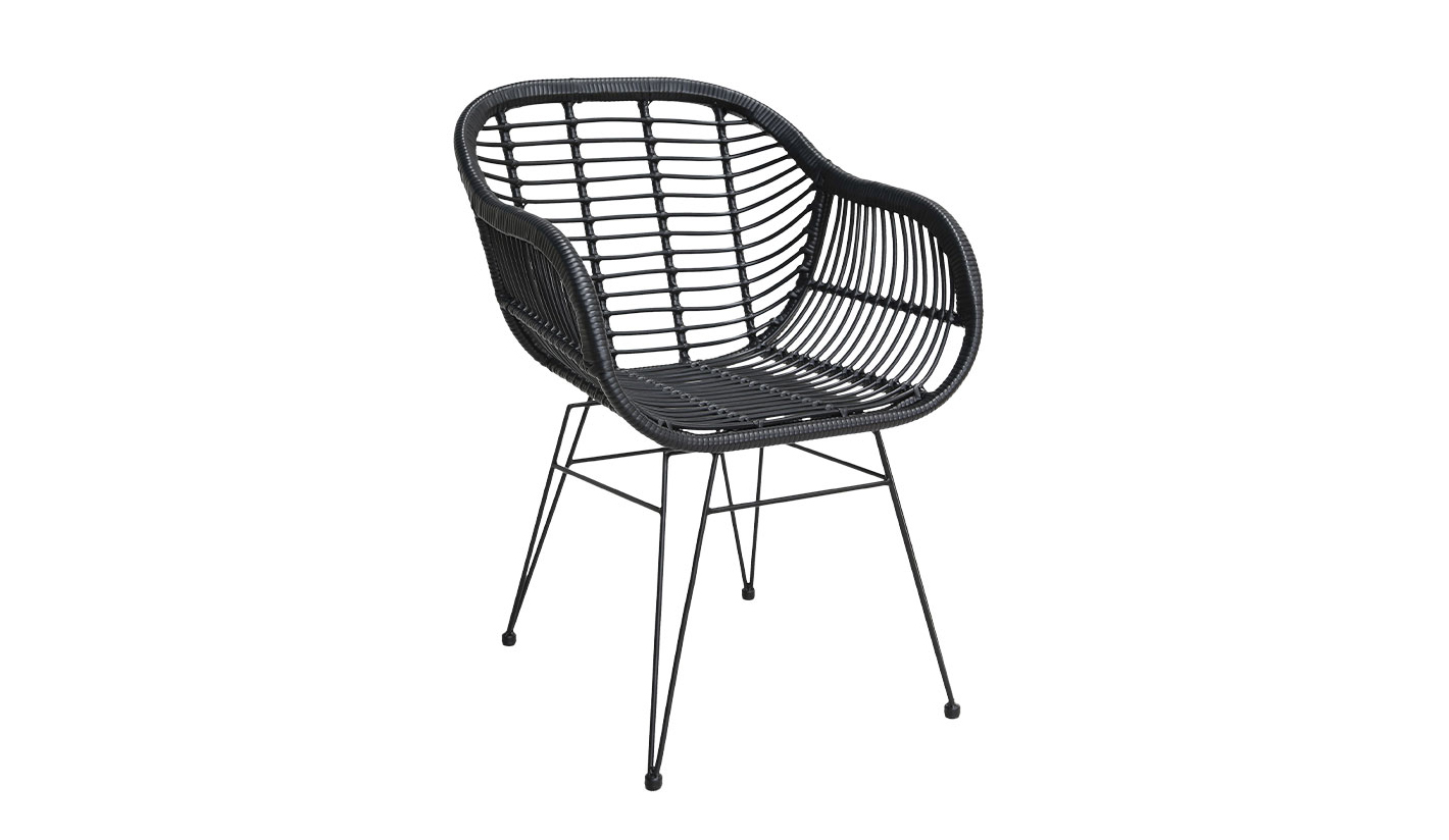 Sillón con asiento y brazos en ratán sintético NEGRO