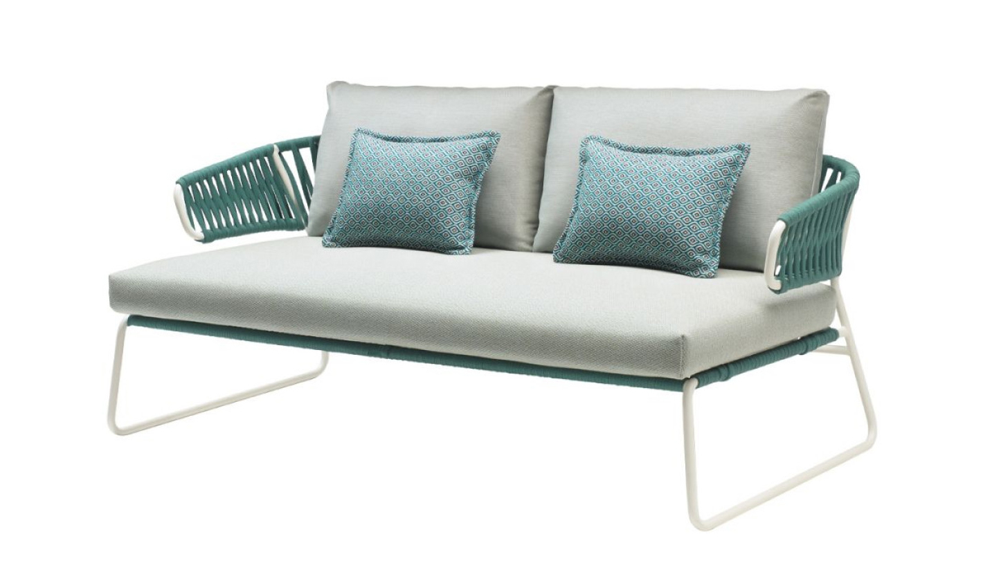 Sofá dos plazas exterior con tejido Sunbrella® y cuerda náutica