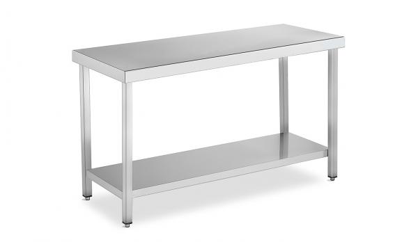 Mesa ACERO INOX con 1 estante. profundidad de 550 mm