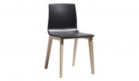Silla de madera con asiento de tecnopolimero