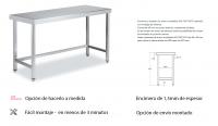 Mesa de ACERO INOX. con profundidad de 550 mm